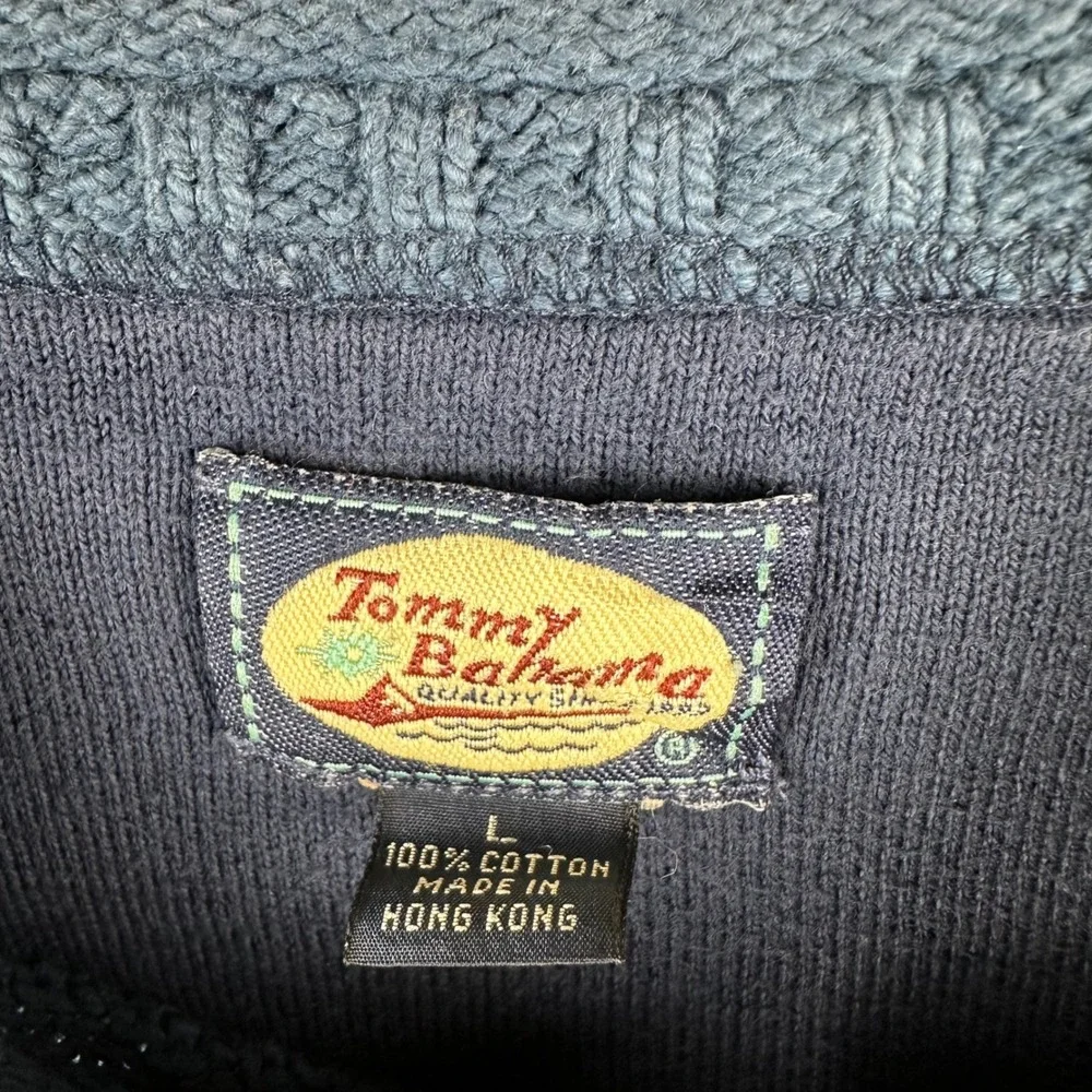 Tommy Bahama Vintage Cotton Sweater Crewneck Raglan Sleeve Blue Mens Large - Picture 3 of 6